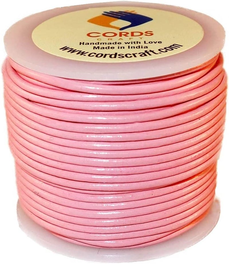 cords craft 2mm Round Leather Cord for Jewelry Making Bracelets Beading Work Hobby, and DIY Craft (Regular Shiny Baby Pink, 21.87 Yards) | Round Leather String - Image 1