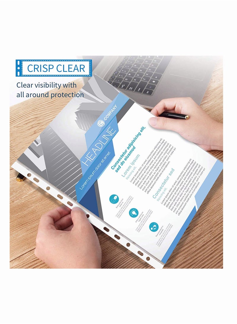 SYOSI - A4 Clear Page Protectors, 100 Pages Sheet Protector for 11 Ring Binders Plastic Sleeves Paper File Letter Sheet Clear Sheet Protector Transparent Document Pocket Folder Wallets Sleeves (Thicker 7C) - Image 1