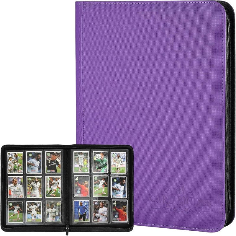 CARDBINDER 9 Pockets Card Binder,Premium Zip Trading Card Binder,540 Double Sided Pocket PU Collection Binder, Collector Album, Card Folder for MTG, TCG, Business Cards.(Purple) - Image 1
