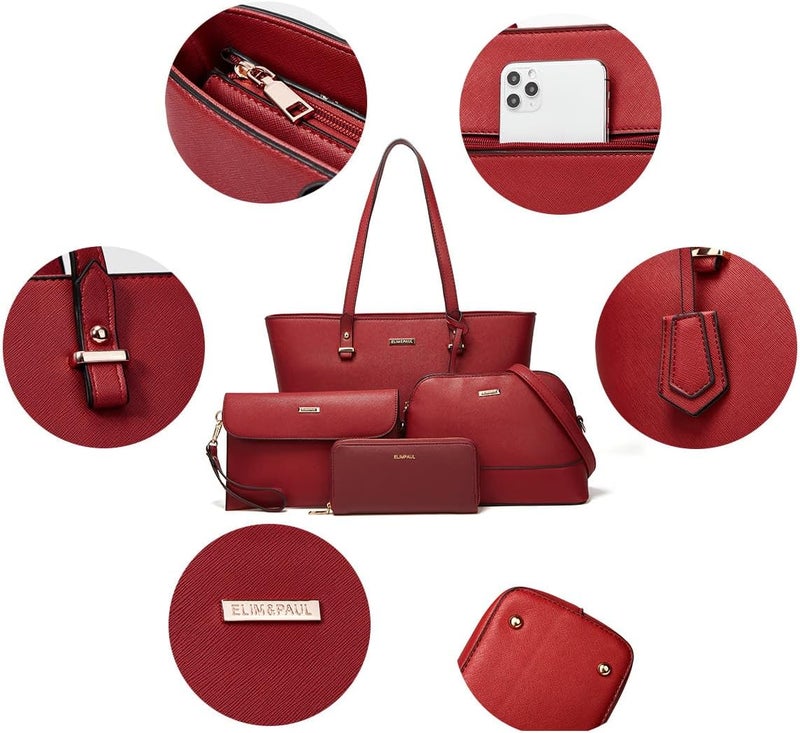 YTL Women Fashion Handbags Wallet Tote Bag Shoulder Bag Top Handle Satchel Purse Set 4pcs - Image 3