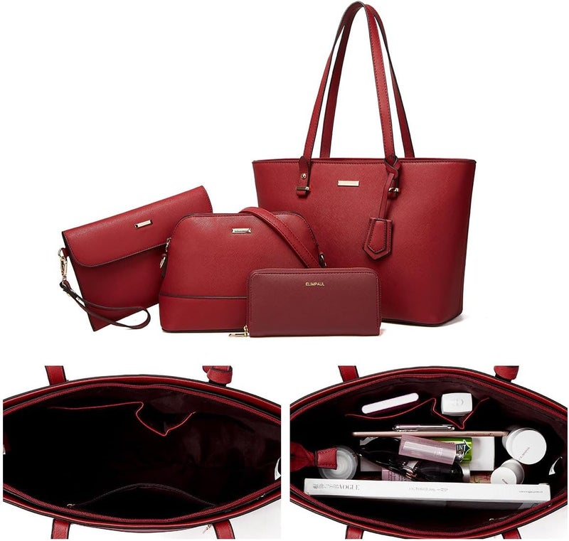 YTL Women Fashion Handbags Wallet Tote Bag Shoulder Bag Top Handle Satchel Purse Set 4pcs - Image 5