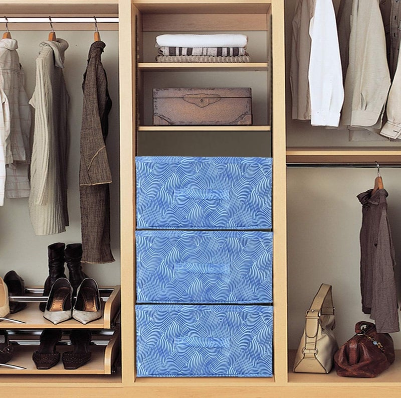 Kuber Industries Kuber Industries Laheriya Print Non Woven Fabric 3Replacement Drawer Storage And Cloth Organizer Unit For Closet BlueKubmart15988 Clothing  - Image 4