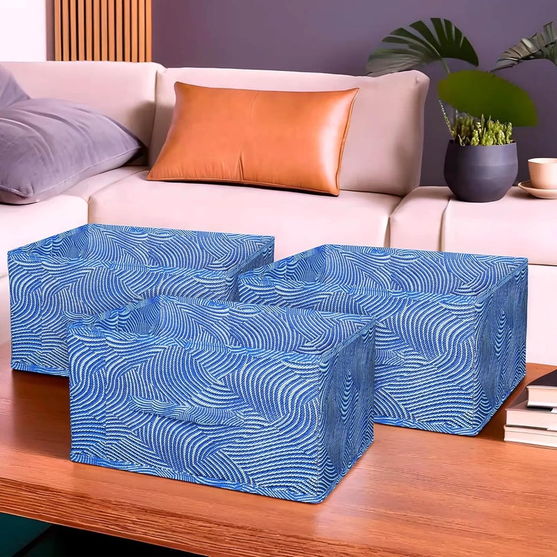 Kuber Industries Kuber Industries Laheriya Print Non Woven Fabric 3Replacement Drawer Storage And Cloth Organizer Unit For Closet BlueKubmart15988 Clothing  - Image 2
