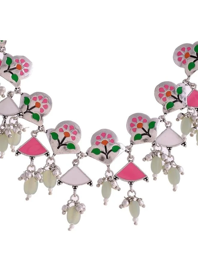 VOYLLA Bagh E Fiza Basanti Leaves and Flowers Necklace