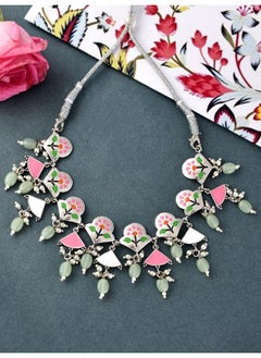 VOYLLA Bagh E Fiza Basanti Leaves and Flowers Necklace  - Image 1