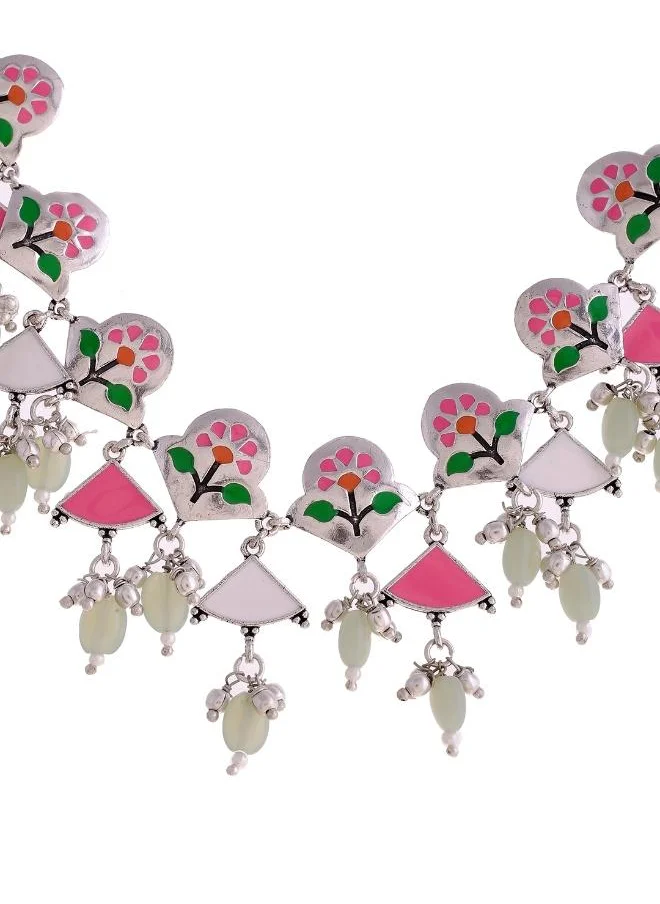 VOYLLA Bagh E Fiza Basanti Leaves and Flowers Necklace