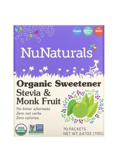 NuNaturals NuNaturals, Organic Sweetener, Stevia and Monk Fruit, 70 Packets, 2.47 oz (70 g) 