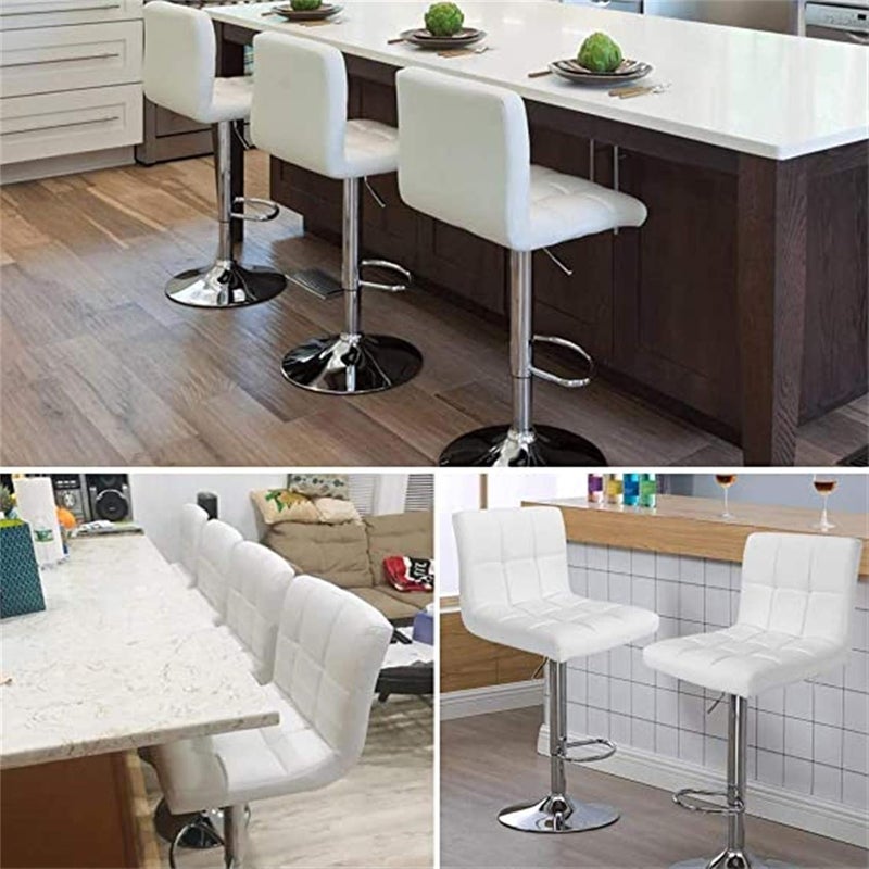 LANNY PU Leather Bar Stool 2-Pieces Set, White - Image 5