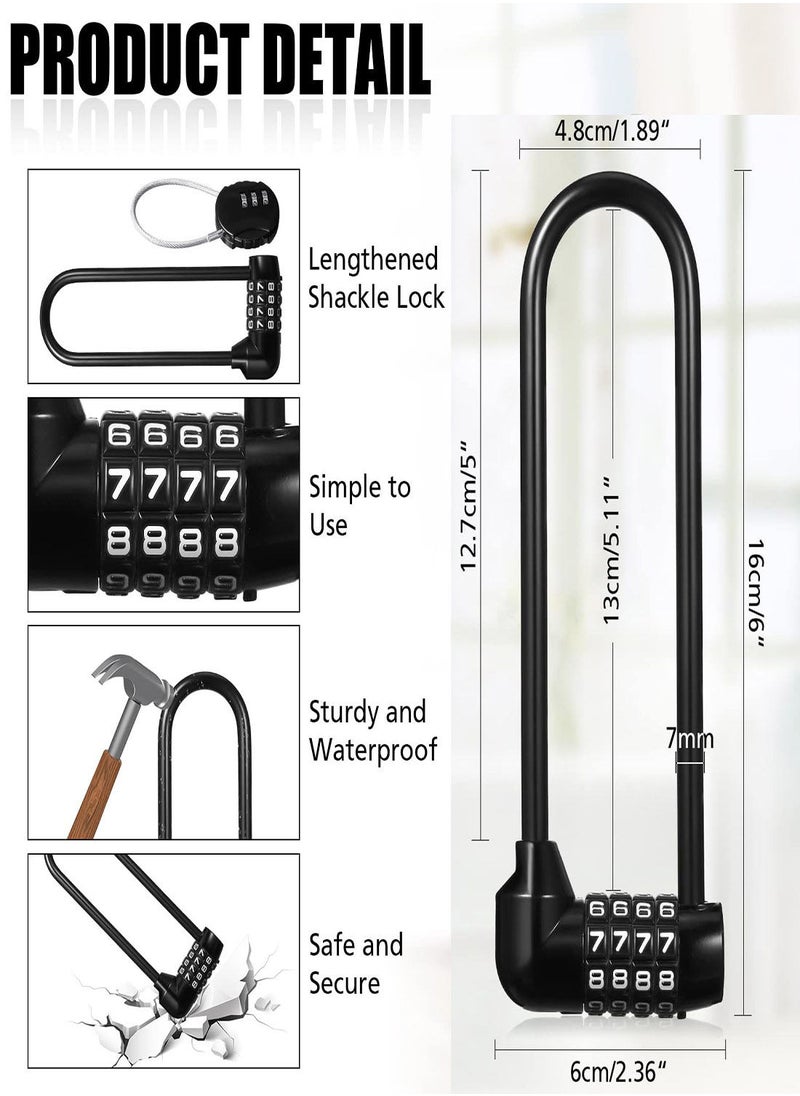 SYOSI 4 Digit Combination Padlock,  2Pcs 16cm/6" Resettable Code Combo Lock, Lengthened Lock Waterproof Pad Lock for Bicycles, Gates, Mountain Bike, Gym, School, Shed Lockers Heavy Duty Outdoor Lock  - Image 3
