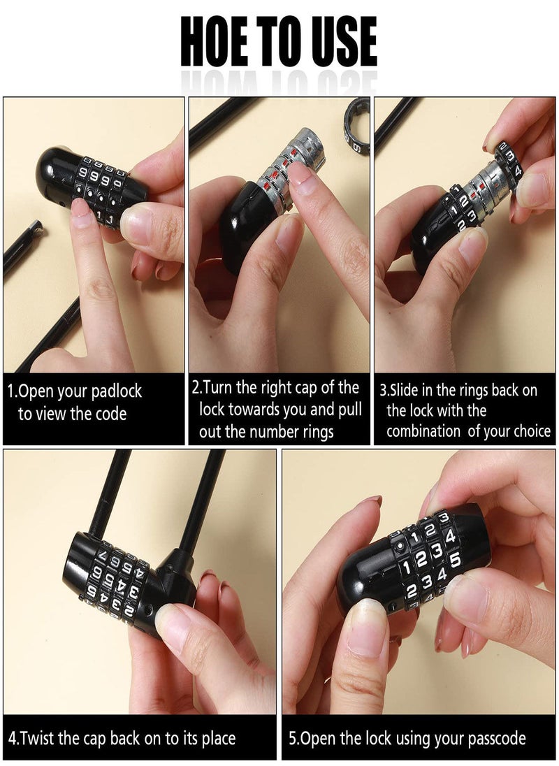 SYOSI 4 Digit Combination Padlock,  2Pcs 16cm/6" Resettable Code Combo Lock, Lengthened Lock Waterproof Pad Lock for Bicycles, Gates, Mountain Bike, Gym, School, Shed Lockers Heavy Duty Outdoor Lock  - Image 4