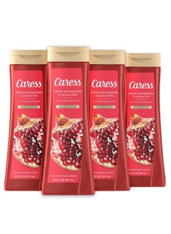 Caress Caress Body Wash for Women Tahitian Pomegranate  Coconut Milk Exfoliating Shower Gel for Renewed Glowing Skin 20 fl oz 4 Pack 