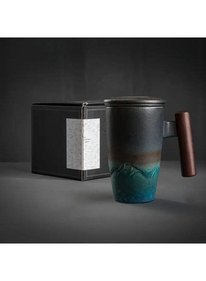 NIBEMINENT a set Handmade Ceramic Coffe/Tea Mug Large Ceramic Strainer Creative Retro Mug Traditional Tea Cup Pottery Mug Business Gift - Image 2