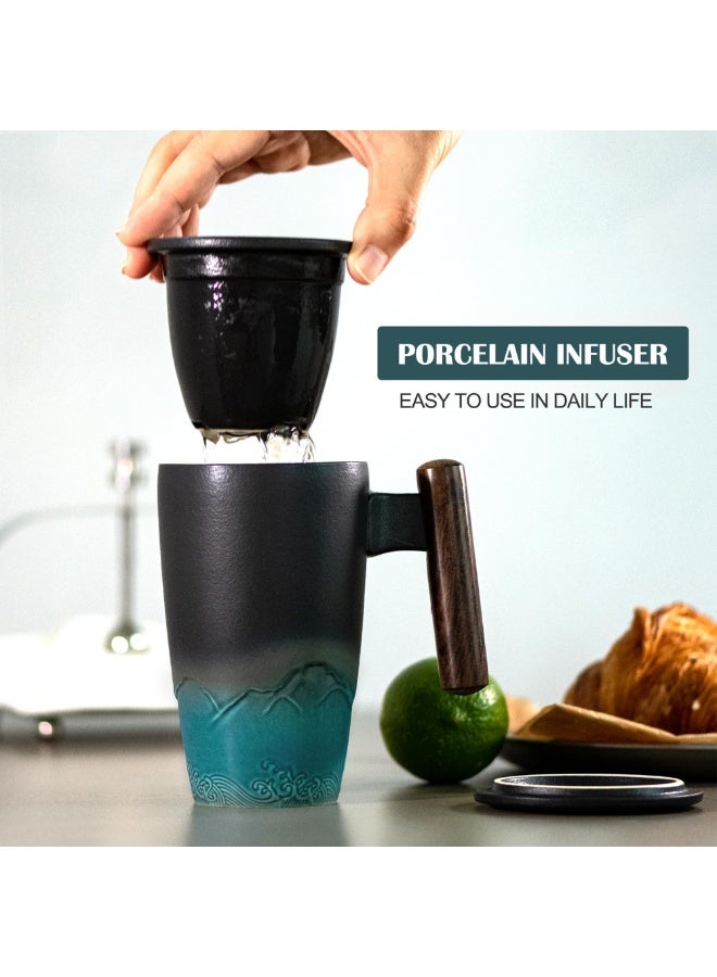 NIBEMINENT a set Handmade Ceramic Coffe/Tea Mug Large Ceramic Strainer Creative Retro Mug Traditional Tea Cup Pottery Mug Business Gift - Image 1