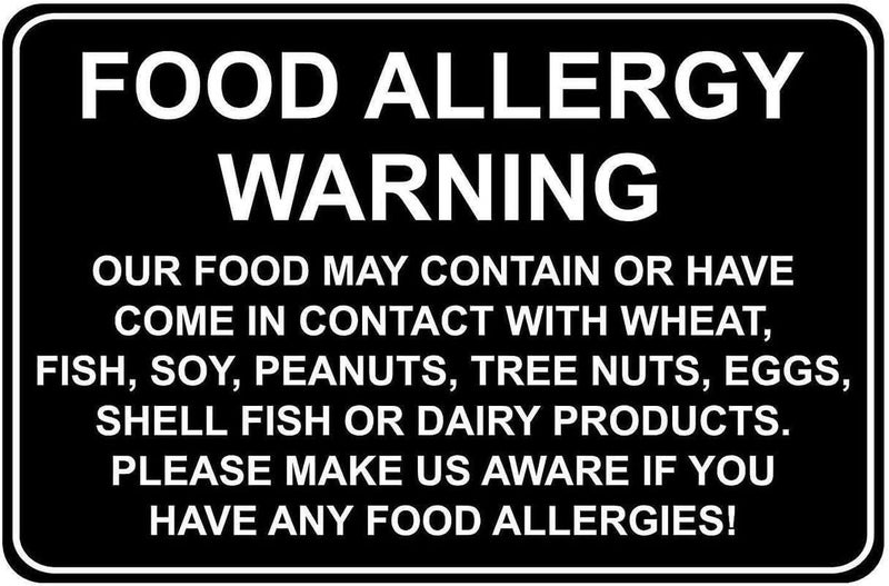 CCPARTON Metal Sign Food Allergy Warning Safety Signs Warning Sign Caution Aluminum Tin Sign Traffic Road Street Sign for Home Cafe Bar 8x12 Inches Indoor/Outdoor Use - Image 1