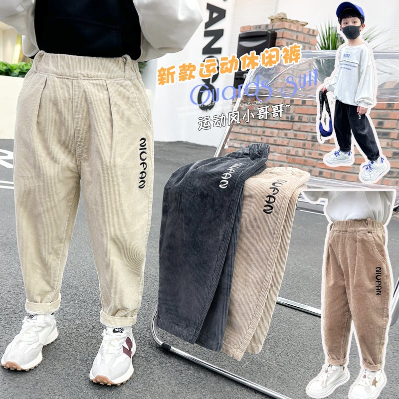 Children'S Clothing New All-Match Children'S Pants Boys' Knitted Pants Medium And Large Children'S Trousers Boys' Jeans Outer Wear - Image 5