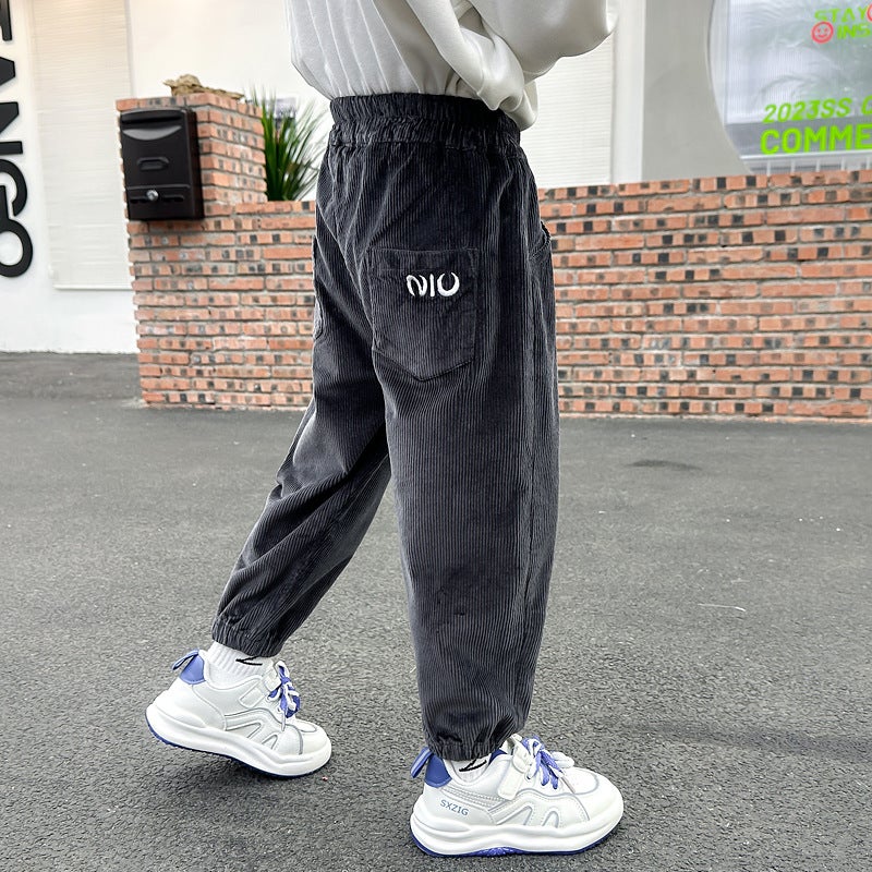 Children'S Clothing New All-Match Children'S Pants Boys' Knitted Pants Medium And Large Children'S Trousers Boys' Jeans Outer Wear - Image 1