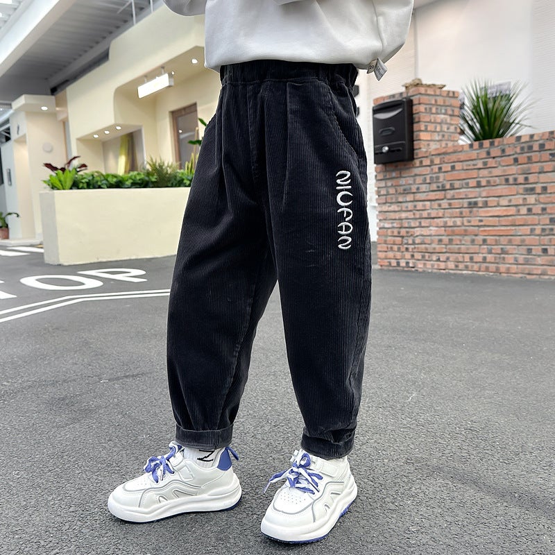 Children'S Clothing New All-Match Children'S Pants Boys' Knitted Pants Medium And Large Children'S Trousers Boys' Jeans Outer Wear - Image 3