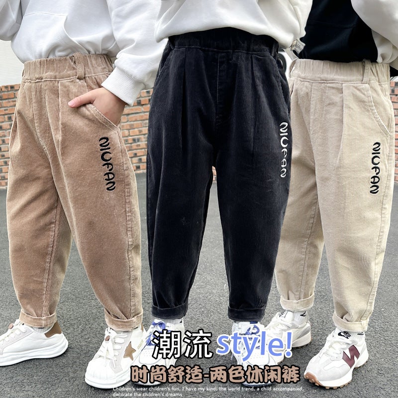 Children'S Clothing New All-Match Children'S Pants Boys' Knitted Pants Medium And Large Children'S Trousers Boys' Jeans Outer Wear - Image 2