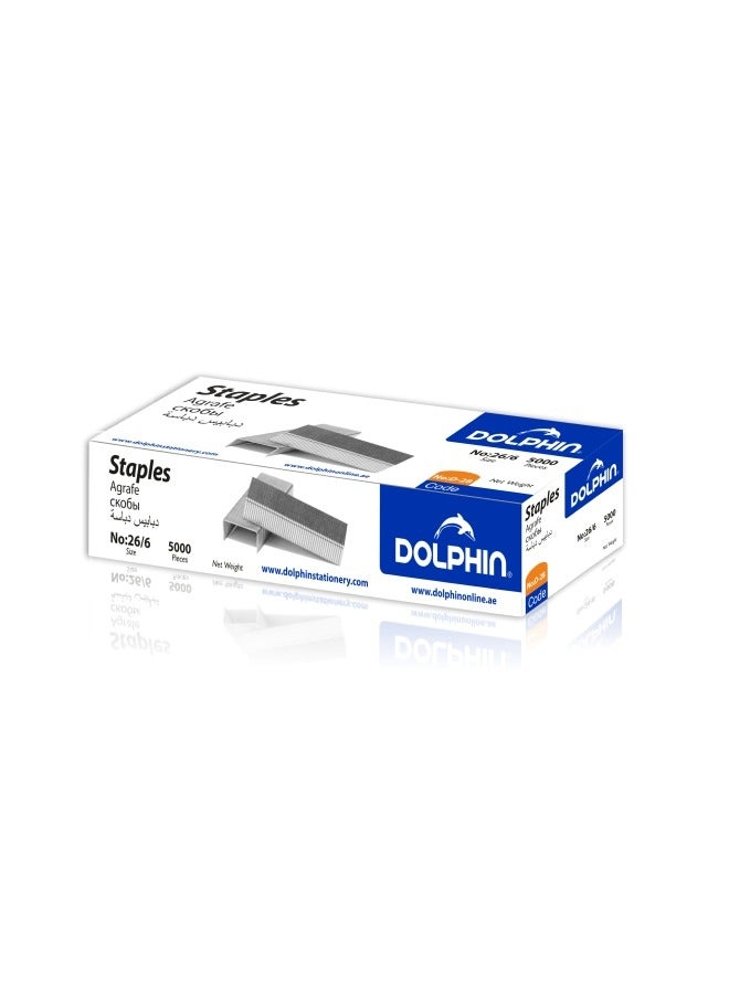 26/6 Staples – Pack of 5000 Pieces, Standard Size for Office & School Use