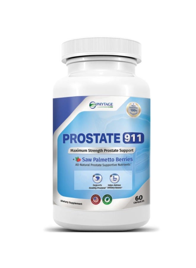 Phytage Labs Prostate 911 Men's Health Supplement - Saw Palmetto Support Prostate Function(60 Capsules) - Image 1