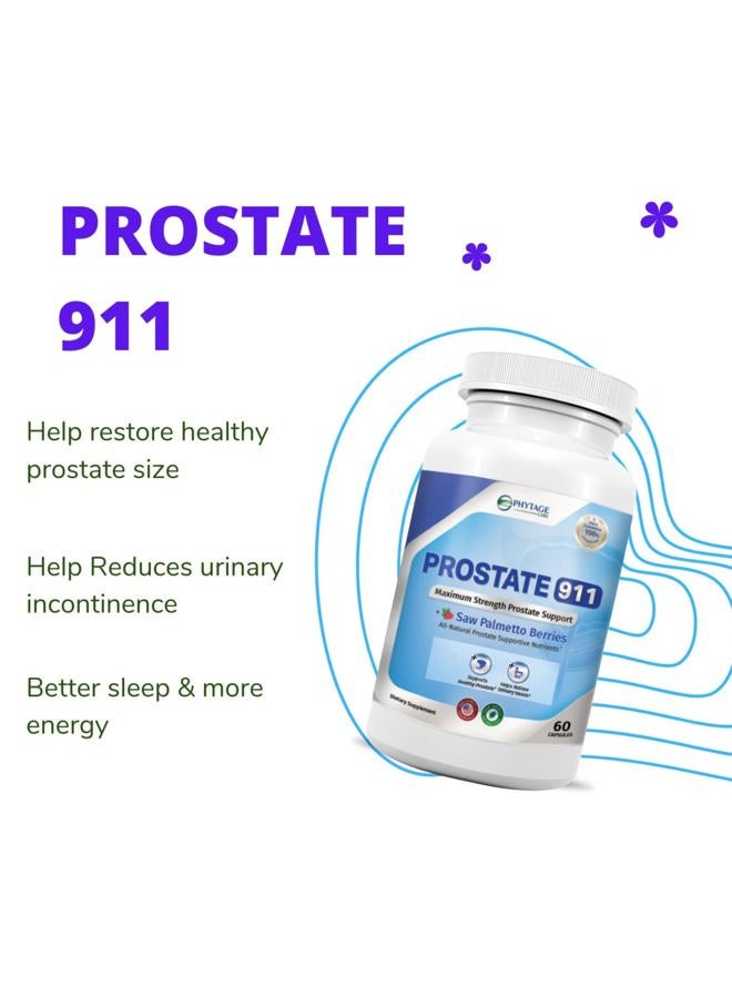 Phytage Labs Prostate 911 Men's Health Supplement - Saw Palmetto Support Prostate Function(60 Capsules) - Image 2