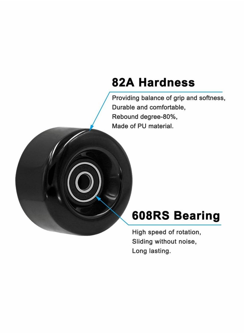 Y&D Roller Skate Wheels 8 Pack with Bearings Installed and 2 Toe Stoppers 32mm x 58mm 82A  - Image 2