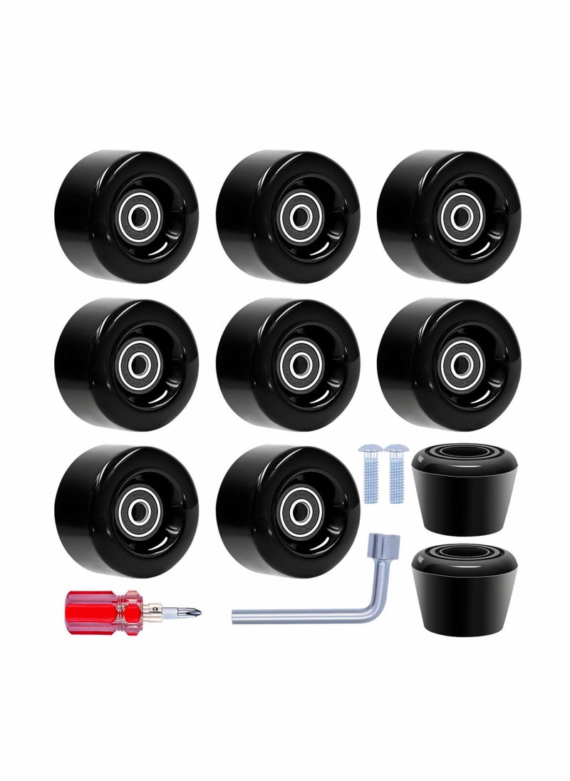 Y&D Roller Skate Wheels 8 Pack with Bearings Installed and 2 Toe Stoppers 32mm x 58mm 82A  - Image 1