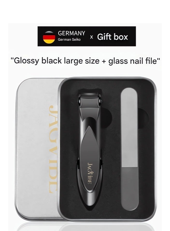 JAGViBE Professional Nail Clipper & Nail Cutter Set with Nano Glass File - Matte Gray Stainless Steel | Heavy Duty Fingernail & Toenail Trimmer | Integrated Catcher | Premium Gift Box for Manicure Pedicure - Image 4
