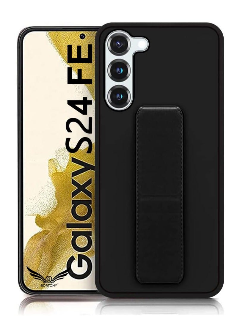 بورتوني حافظة سامسونج جالاكسي S24 FE حافظة مغناطيسية للسيارة مزودة بقبضة من السيليكون لهاتف جالاكسي S24 FE غطاء أفقي ورأسي حزام معصم حافظة حماية كاملة لهاتف سامسونج جالاكسي S24 FE - Image 1