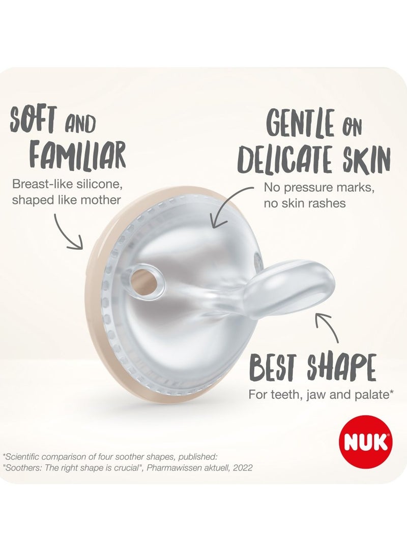 نوك لهّايات NUK | عبوتان من اللهايات | لهّايات سيليكون خالية من مادة BPA | لهّايات النوم المضادة للتفلطح | لعبة تسنين الأطفال | الأطفال من 0- أشهر | أخضر وأبيض - Image 3