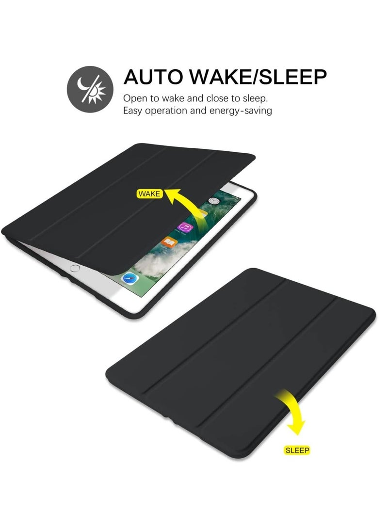 iPad 6th Generation Case, iPad 5th Generation Case with Pencil Holder, Premium Folio Folding Stand Smart Auto Wake/Sleep Protective Tablet Case Cover for Apple iPad 9.7 Inch 2018/2017, Black  - Image 4