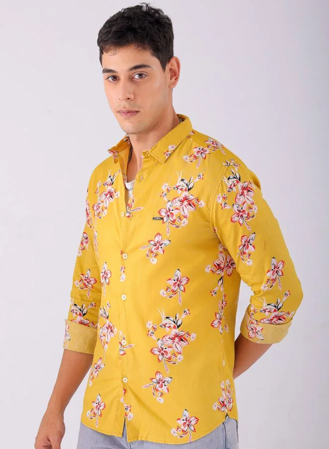 The Indian Garage Co Men Slim Fit Tropical Full Sleeves Spread Collar Casual Shirt