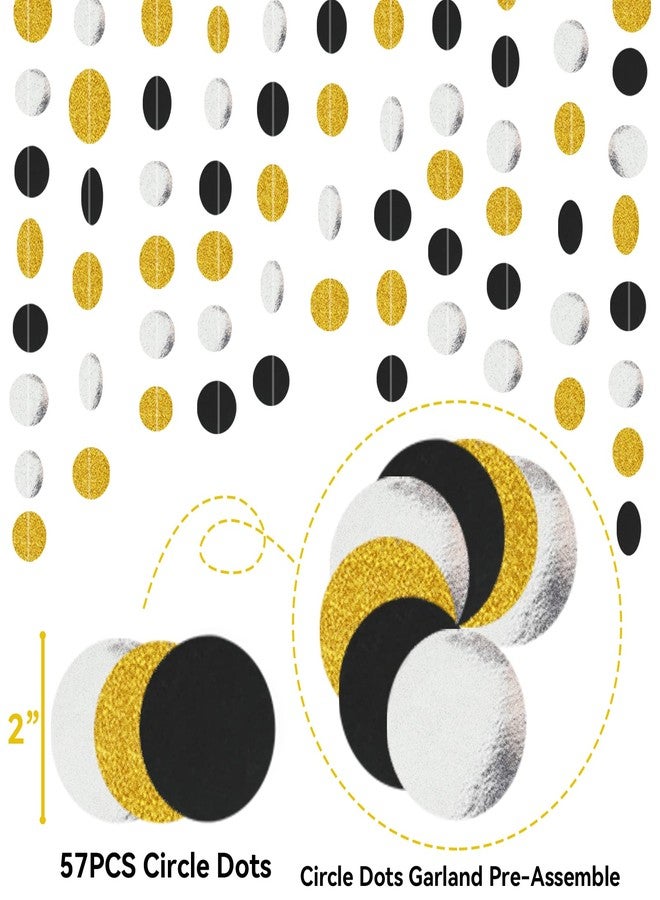 Joymee Happy 30th Birthday Banner - Cheers to 30 Years Banner 30 Years Old Cake Topper, Glittery Circle Dots Garland 30th Birthday Decorations Party Supplies (Black Gold) - Image 5