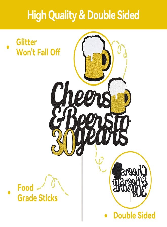 Joymee Happy 30th Birthday Banner - Cheers to 30 Years Banner 30 Years Old Cake Topper, Glittery Circle Dots Garland 30th Birthday Decorations Party Supplies (Black Gold) - Image 4