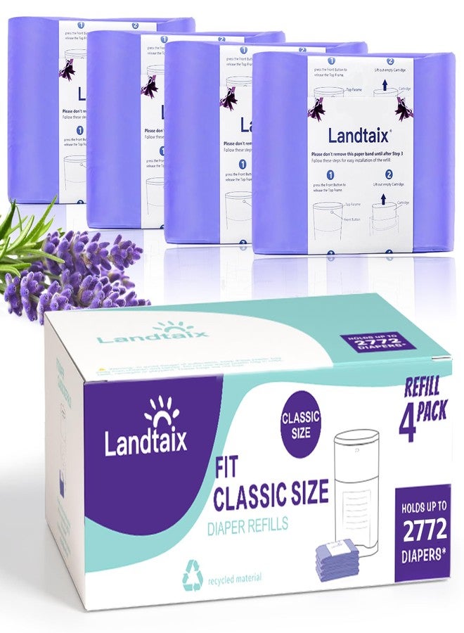 Landtaix Diaper Pail Refill Bags Fits Dekor Classic 4 Pack for 2772 Diapers - Image 1