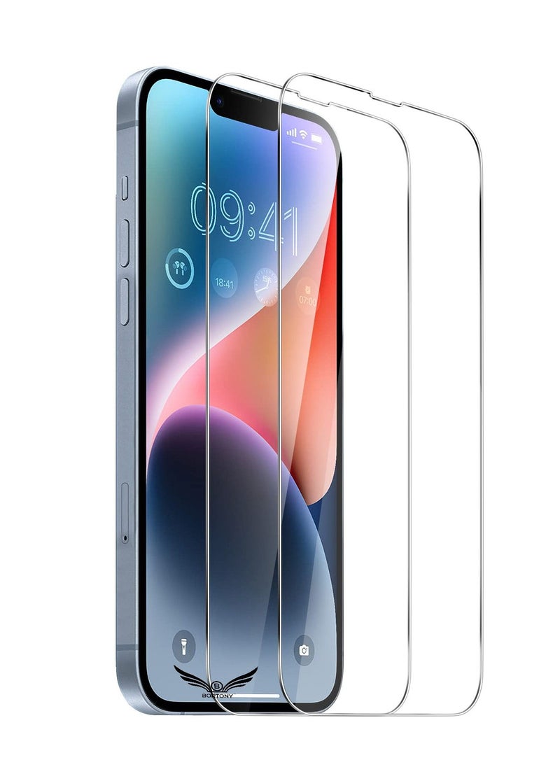 BORTONY Pack of 2 Screen Protector Compatible with 14 Plus/13 Pro Max 6.7" Tempered Glass 9H Hardness [HD Clear] [Anti-Scratch] [Bubble Free] For Apple iPhone 14 Plus/13 Pro Max  - Image 1