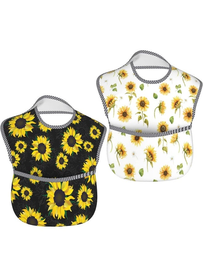 Qwalnely Cute Bibs 2Packs for 6-24 Months Washable Fabric Waterproof - Image 2