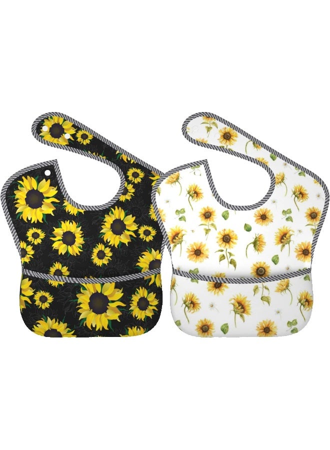 Qwalnely Cute Bibs 2Packs for 6-24 Months Washable Fabric Waterproof - Image 1