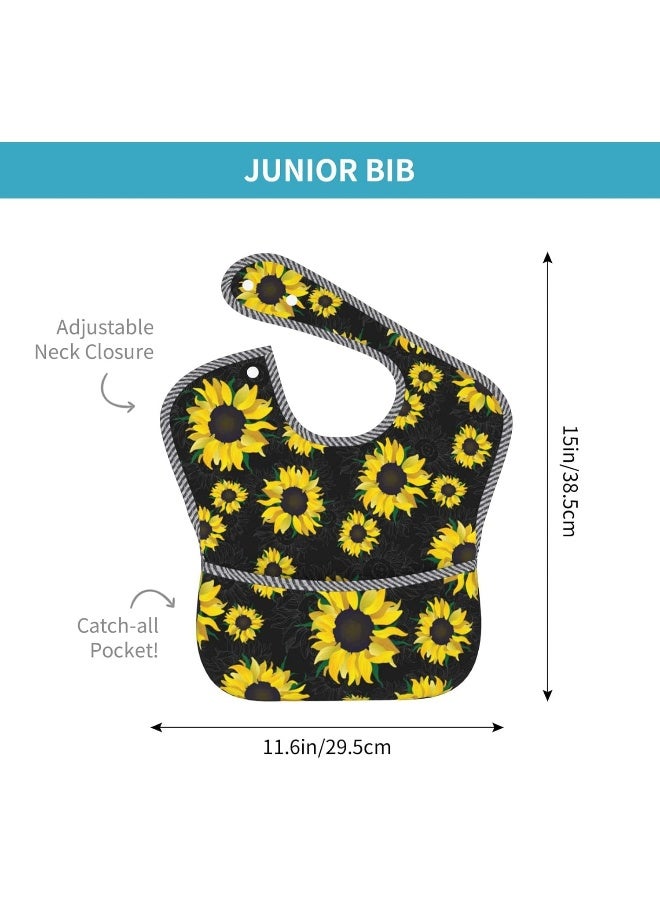 Qwalnely Cute Bibs 2Packs for 6-24 Months Washable Fabric Waterproof - Image 3