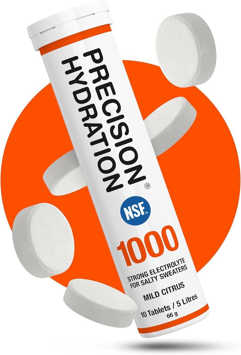 Precision Hydration أقراص الإلكتروليت للترطيب بدقة متعددة القوة أقراص فوارة للترطيب تحارب التشنجات منخفضة السعرات خالية من الغلوتين مناسبة للنباتيين 1 أنبوب 1000 ملغ ل برتقالي - Image 1