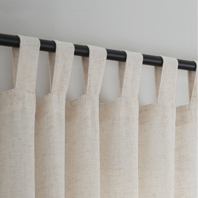NATURAL LINEN SEMI SHEER CURTAINS TAB TOP LIGHT FILTERING ELEGANT CURTAINS DRAPES FOR LIVING ROOM 52 X 96 INCHES LONG SET OF 2 PANELS