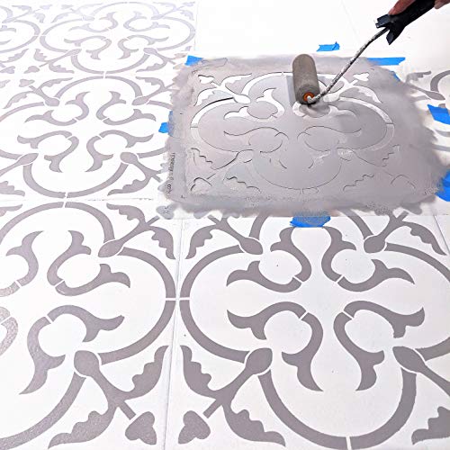 STENCILIT STENCILIT Scandinavian Large Floor Stencil  XL 18x18 in Tile Stencil Stencils for Painting Floors Concrete Stencils for Patio Modern Tile Decor 