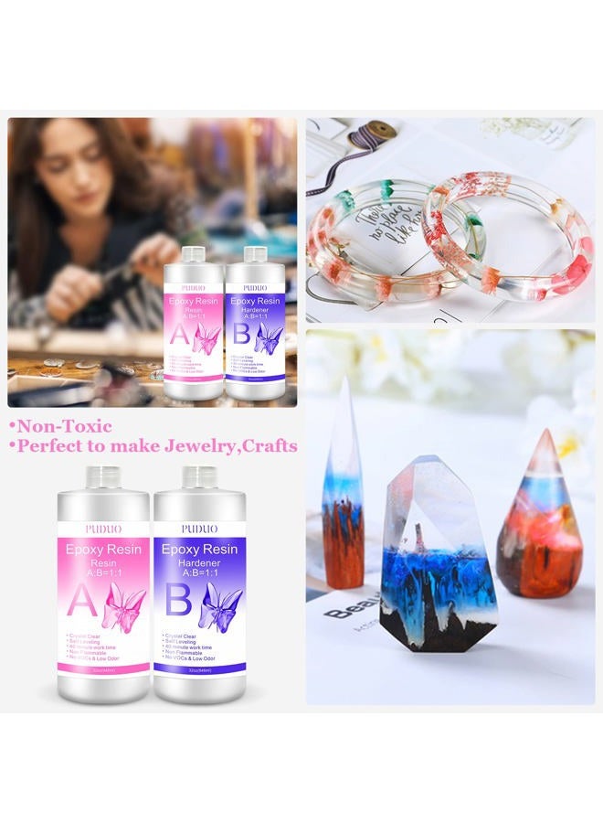 Puduo 64 OZ Epoxy Resin Clear Kit for Art, Jewelry Making, Crafts, Keychain - Including 32 OZ Resin and 32 OZ Hardener, Fast Curing 2 Part AB Epoxy Casting Resin - Image 5