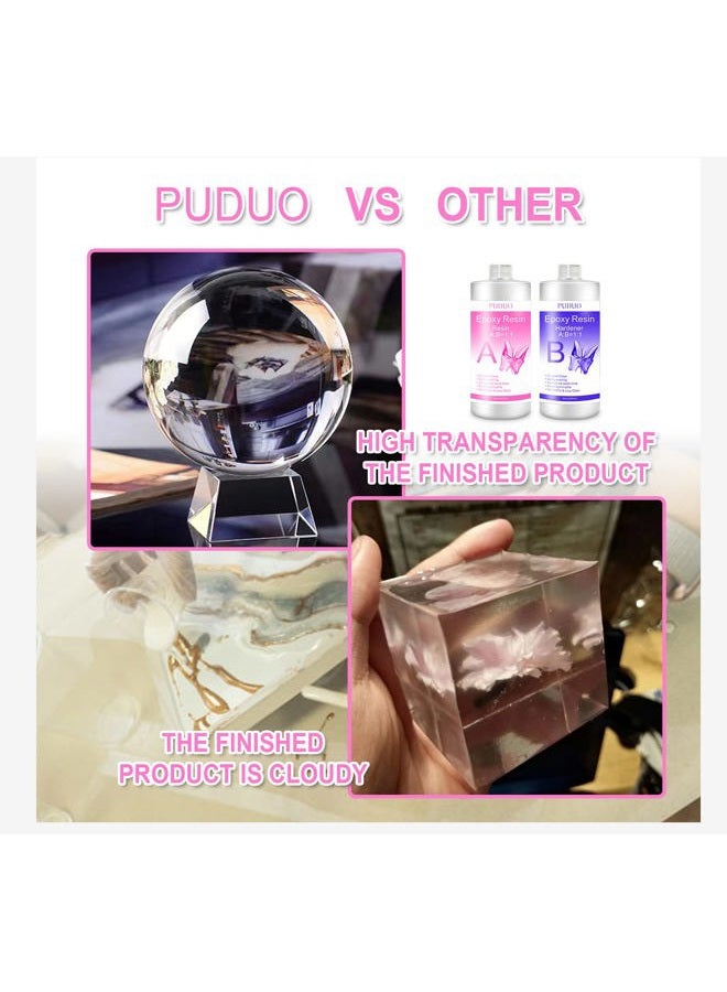 Puduo 64 OZ Epoxy Resin Clear Kit for Art, Jewelry Making, Crafts, Keychain - Including 32 OZ Resin and 32 OZ Hardener, Fast Curing 2 Part AB Epoxy Casting Resin - Image 4