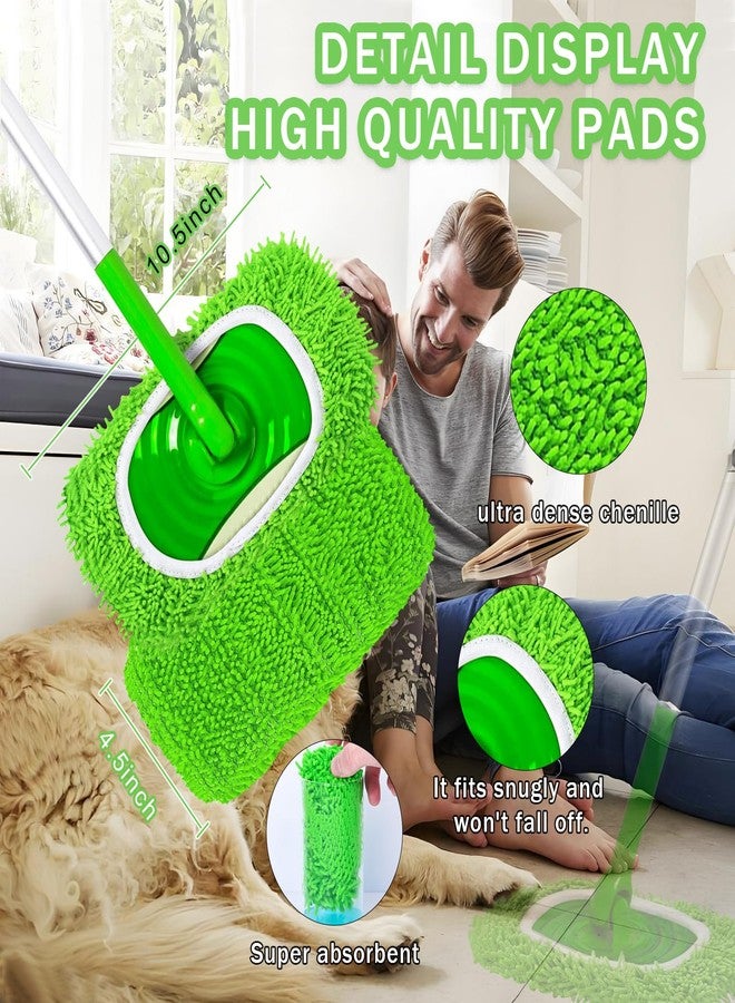 Hlmsyurx 5PCS Microfiber Wet and Dry Sweeping Mop Pads, Compatible with Swiffer Sweeper, Chenille Washable Swiffer Mop Pads, Reusable Mopping Refills for Hardwood Floor(Green 5PCS) - Image 2