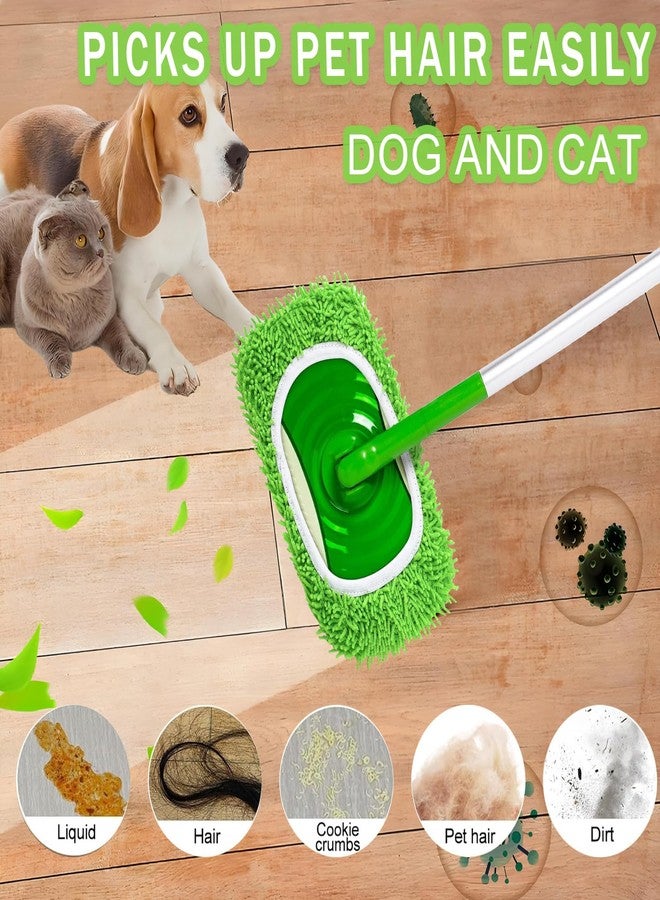 Hlmsyurx 5PCS Microfiber Wet and Dry Sweeping Mop Pads, Compatible with Swiffer Sweeper, Chenille Washable Swiffer Mop Pads, Reusable Mopping Refills for Hardwood Floor(Green 5PCS) - Image 5