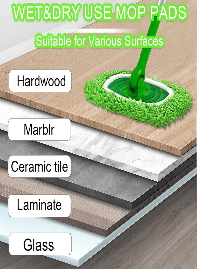 Hlmsyurx 5PCS Microfiber Wet and Dry Sweeping Mop Pads, Compatible with Swiffer Sweeper, Chenille Washable Swiffer Mop Pads, Reusable Mopping Refills for Hardwood Floor(Green 5PCS) - Image 3