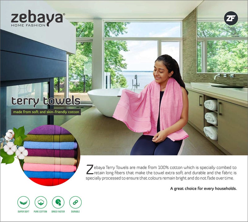 zebaya Pure Cotton Bath Towel. (75 x 150 cm) 420 GSM Multicolor Stripe Design. High Absorbent Towel for Hotels & Home. (Maroon) - Image 5