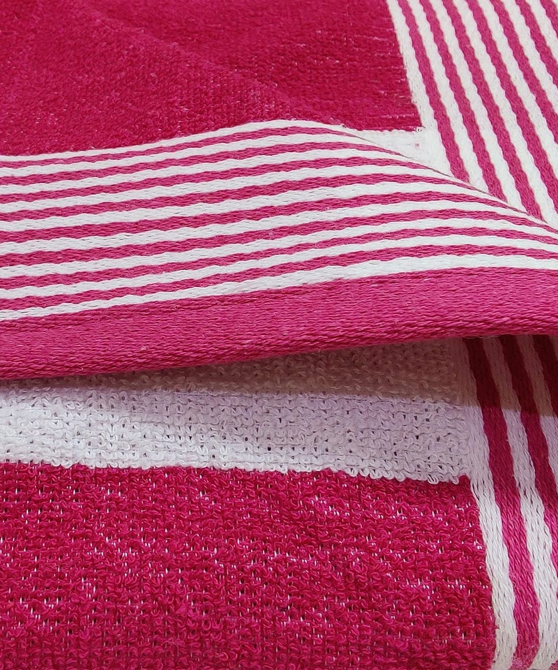 zebaya Pure Cotton Bath Towel. (75 x 150 cm) 420 GSM Multicolor Stripe Design. High Absorbent Towel for Hotels & Home. (Maroon) - Image 2