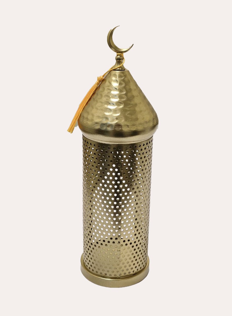 يوويل حامل شموع معدني على شكل فانوس رمضاني، قطعة مركزية أنيقة بتصميم هلال، مصباح فانوس معدني مزخرف لتزيين المنزل والمناسبات وحفلات الزفاف وعيد الفطر. - Image 3